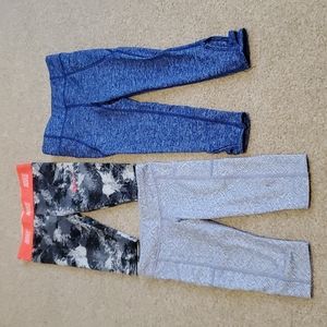 Set of 3 athletic pants, 2 capri length, 1 full length, size toddler 3/4, Nike